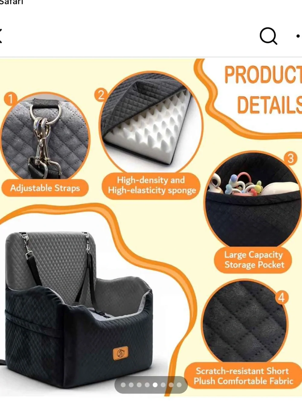Solaluz Pet Dog Booster Car Seat for 2 Small Dogs or One Dog under 65 lb. NEW